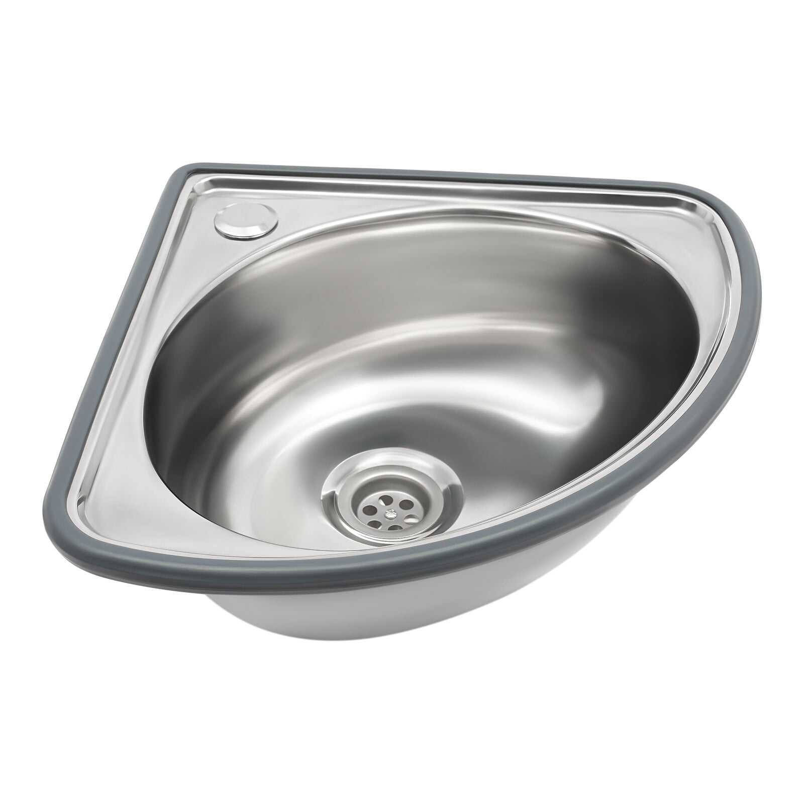 ToppiJoy Stainless Steel Single Bowl Sink, Triangle Wash Basin Thick Small Sink Corner for Kitchen Bathroom Lavatory (Silver)