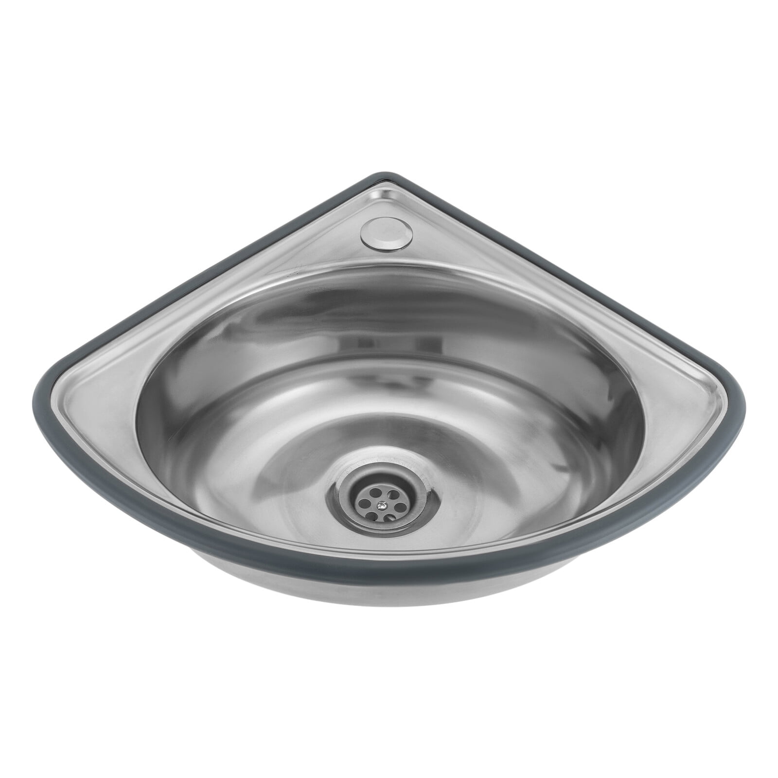ToppiJoy Stainless Steel Single Bowl Sink, Triangle Wash Basin Thick Small Sink Corner for Kitchen Bathroom Lavatory (Silver)
