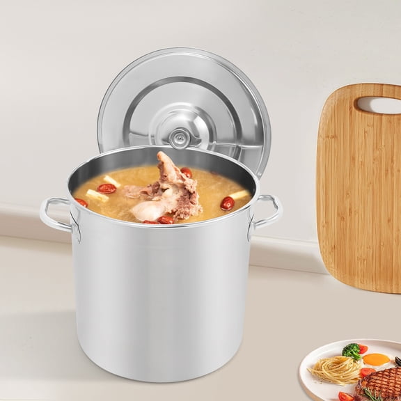 ToppiJoy Stainless Steel Stockpot, Pots for Cooking Soup with Lid and Anti-scald Handle, Cookware Large Cooking Pot for Stewing and Store Fruits Vegetables (33L/34.8Qt)
