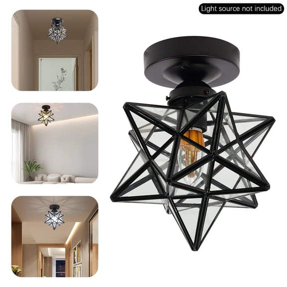 ToppiJoy Star Light, Flush Mount Ceiling Light with Glass Shade for Indoor Loft Living Study Room