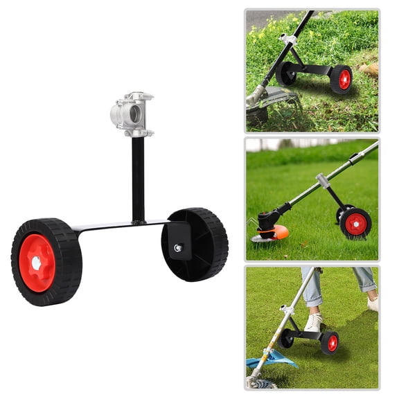 ToppiJoy T-shaped Adjustable Support Wheels, Lawn Mower Auxiliary Wheels, 28mm Portable Walk Behind String Trimmer Wheel Mower Attachment for Weed Grass Cutter Gas String Trimmer