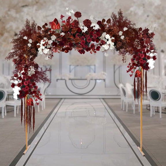 ToppiJoy Over The Table Rod Stand with Clamps, Square Gold Metal Arch with T-Base & Crossbeam Support, Balloon Arch Stand for Weddings, Parties, Events