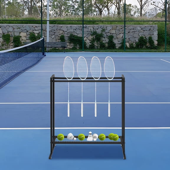 ToppiJoy Tennis Metal Racket Storage Rack, Badminton Racket Holder Hold up 66lbs, Tennis Storage Organzier for School Gym Training