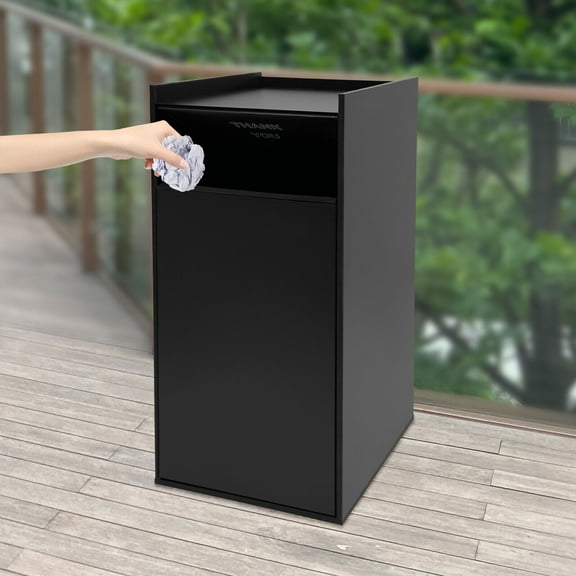 ToppiJoy Trash Can, Commercial Trash Can, Trash Can Cabinet with a 30L Foldable Canvas Trash Bag Hold up 50kg(Black)