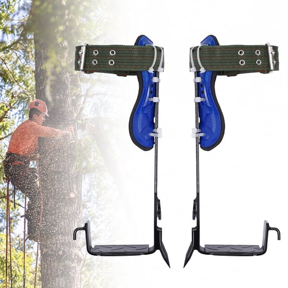 ToppiJoy Tree Climbing Gear with Adjustable Climbing Belt and Rope, Tree Climbing Spikes for Climbing Trees, Outdoor Jungle Survival, Picking Fruit, Sports(Blue, Black)