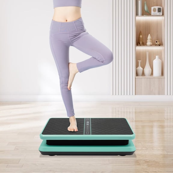 ToppiJoy Vibration Plate Exercise Machine, Remote Whole Body Workout Vibration Platform Loop Bands for Weight Loss, Shaping Green