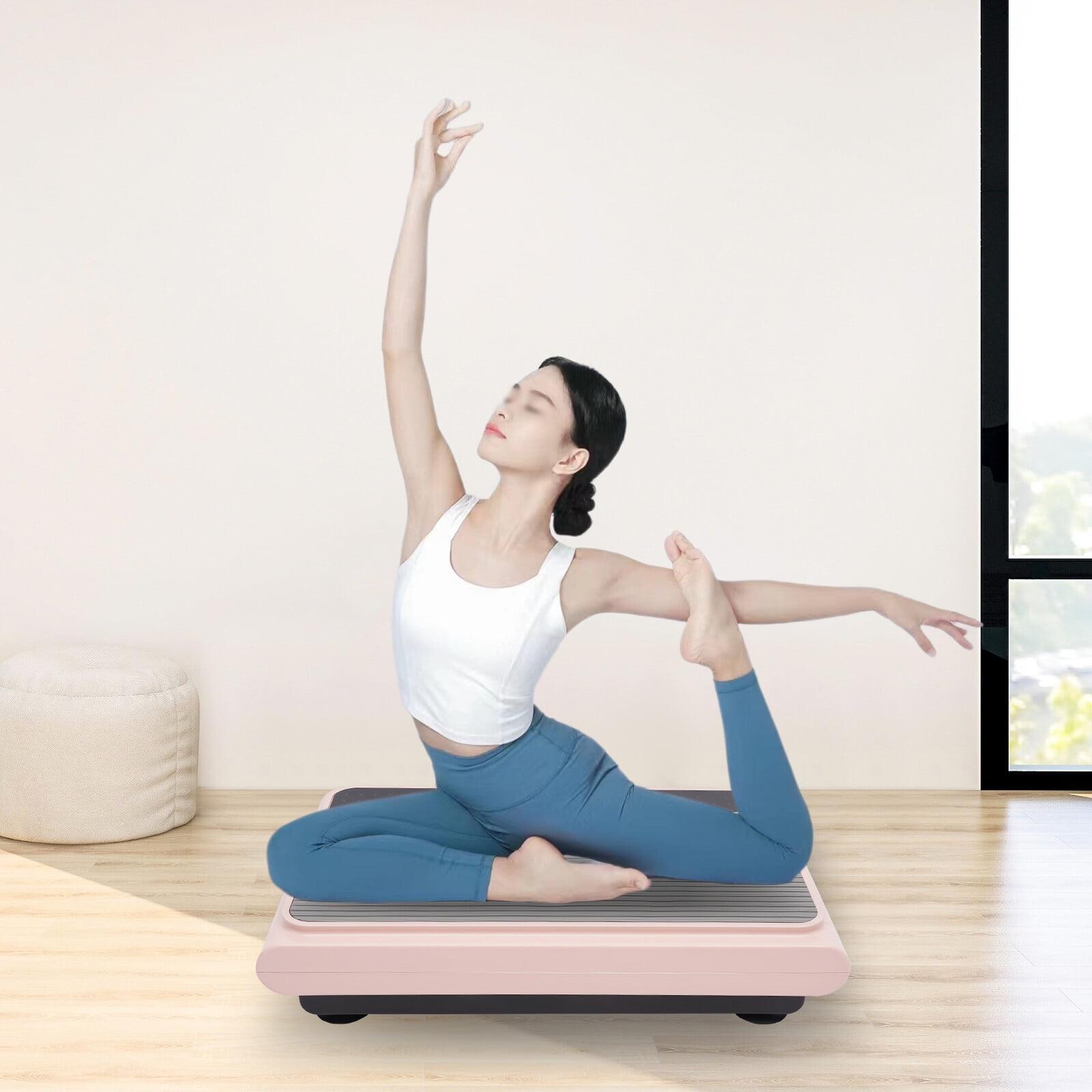ToppiJoy Vibration Plate, Whole Body Plate Exercise Machine for Weight Loss, Floor Standing Household Workout Vibration Fitness Platform,Automatic Travel Workout Equipment(Pink)