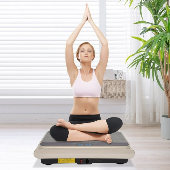 ToppiJoy Vibration Plate, Whole Body Plate Exercise Machine for Weight Loss, Floor Standing Household Workout Vibration Fitness Platform,Automatic Travel Workout Equipment(Silver)
