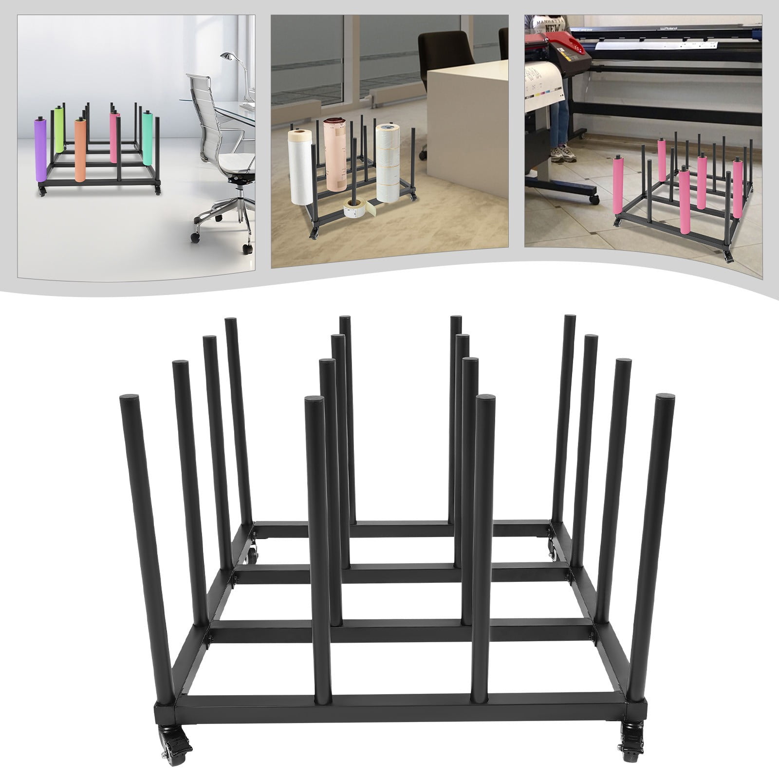 ToppiJoy Vinyl Storage Cart Mobile Rack, 16 Roll Capacity Vinyl Roll ...