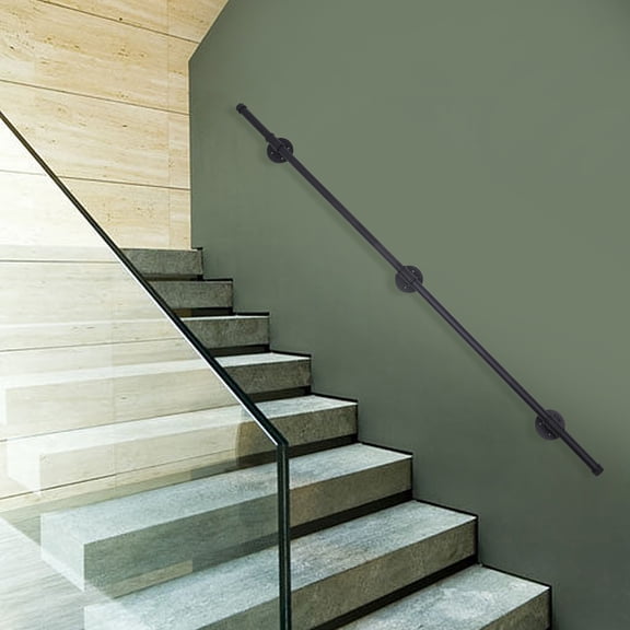 ToppiJoy Wall Handrail Industrial Galvanized Pipe Railing Handrail Wall Mounted Stairway Handrail for Indoor Home Stairs (5FT)