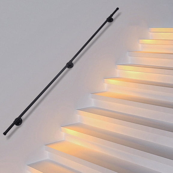 ToppiJoy Wall Handrail Industrial Galvanized Pipe Railing Handrail Wall Mounted Stairway Handrail for Indoor Home Stairs (6.6FT)