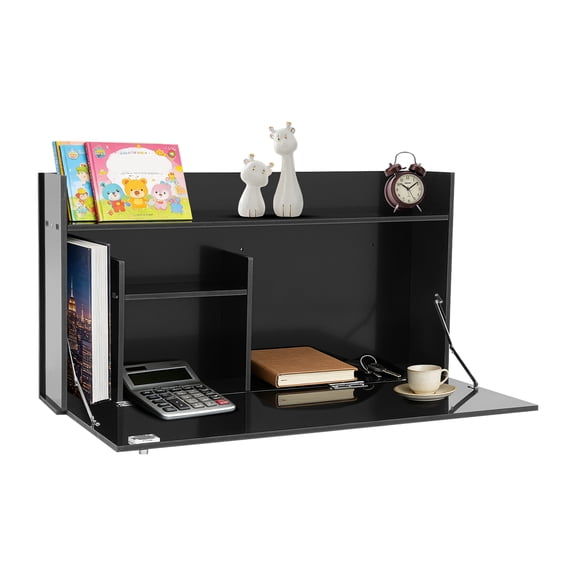 ToppiJoy Wall Mounted Desk, Multifunctional Floating Desk, Laptop Computer Table Writing Workstation with Lock for Home Office