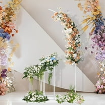 ToppiJoy Wedding Arch with 2PCs Square Flower Stands, Single Pipe Metal Arched Stand Wide Wedding Garden Arbor Bridal Party Decoration Arbor Outdoor Flower Garden Arch(White)