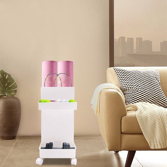 ToppiJoy Weight Rack for Home Gym Hold up to 22lbs, Yoga Mat Storage Weight Rack for Home Gym Dumbbells, 4 Universal Wheels for Home, Gym, School, Yoga Studio (White)