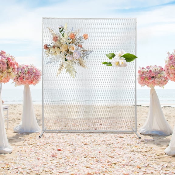 ToppiJoy White Rectangle Wedding Arch Door Background Wrought Iron Decorative Props Flower Rack 160*50*200cm