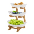 thumbnail image 1 of ToppiJoy Yuanbao-shaped Cake Stand with Bamboo Wood Shelves and Food-grade PP Plates for Holiday and Family Gatherings, 1 of 10