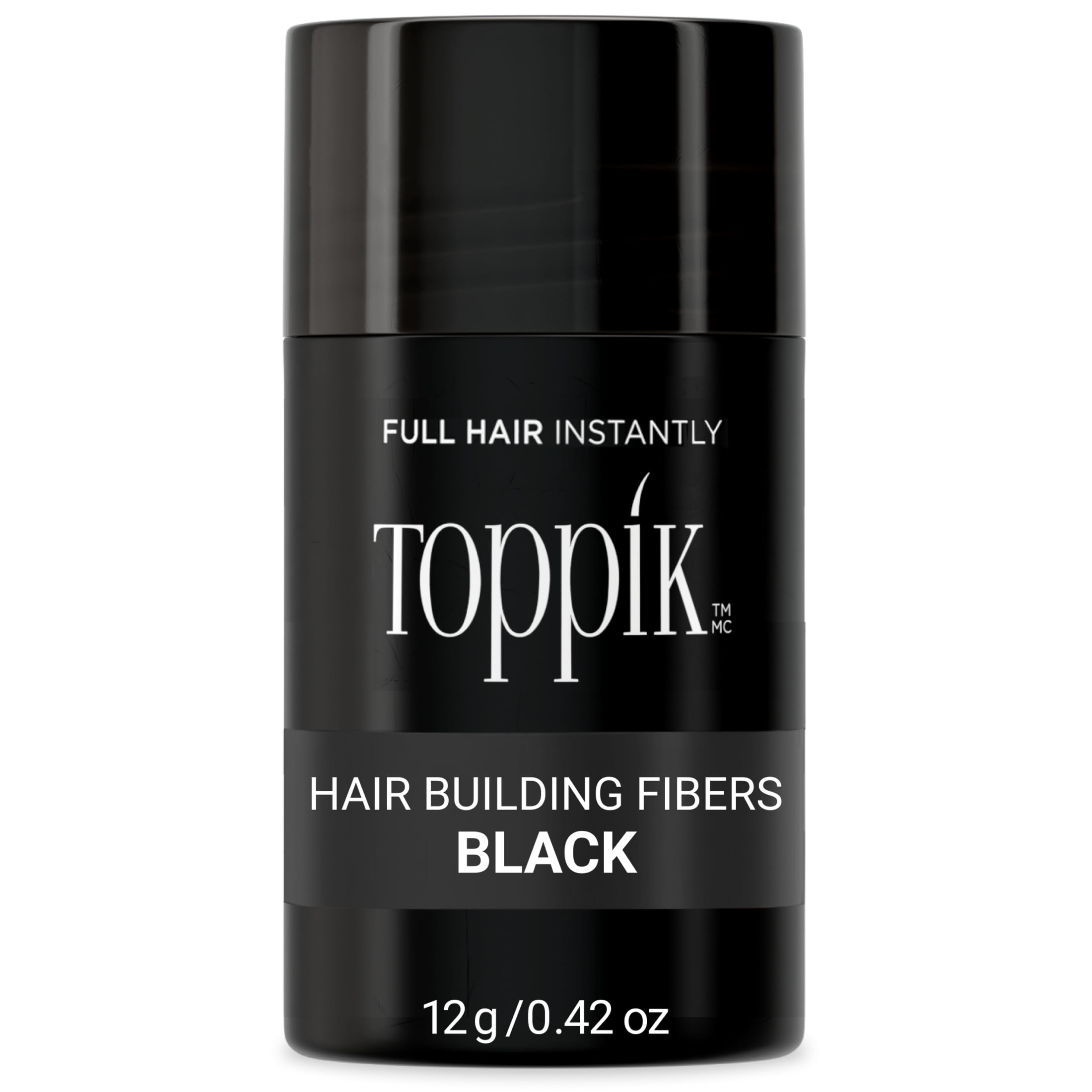 Toppik Hair Building Fibers, Black, 12g Fill In Fine or Thinning Hair, Instantly Thicker, Fuller Looking, 9 Shades for Men & Women, Keratin Protein Formula