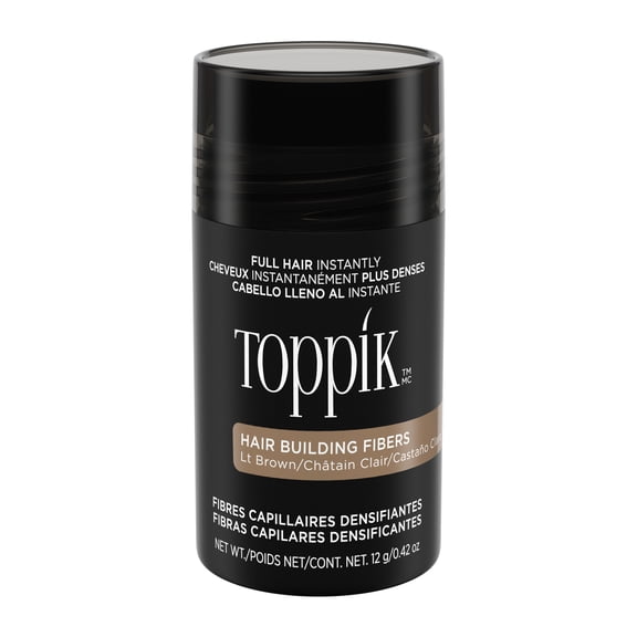 Toppik Hair Building Fibers, Light Brown, 12g | Fill In Fine or Thinning Hair | Instantly Thicker, Fuller Looking Hair | 9 Shades for Men & Women