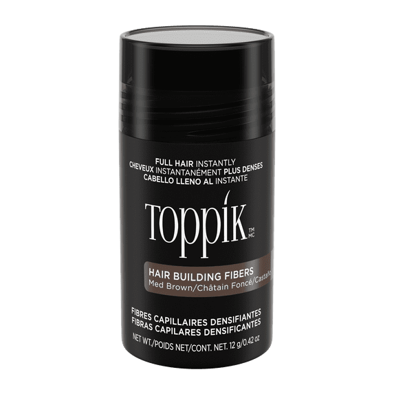 Toppik Hair Building Fibers, Medium Brown, 12g | Fill In Fine or Thinning Hair | Instantly Thicker, Fuller Looking Hair | 9 Shades for Men & Women