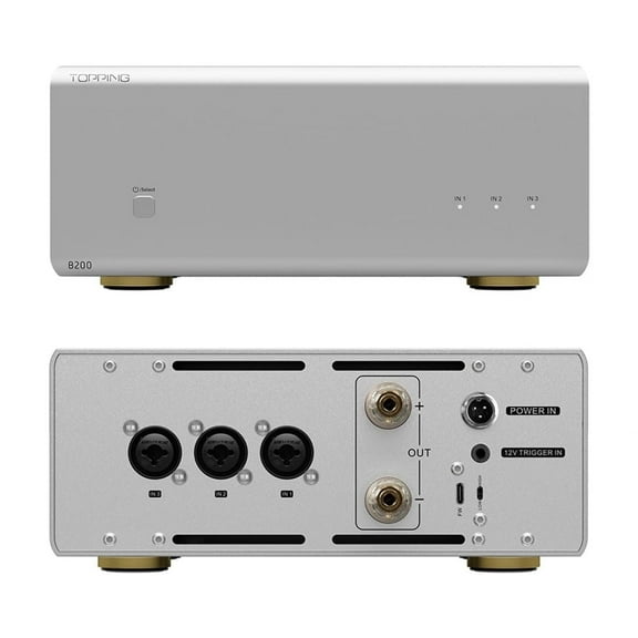Topping B200 Mono Pure Power Amp ,NFCA Discrete amplifier 12V Trigger,200W Ouput,Silver