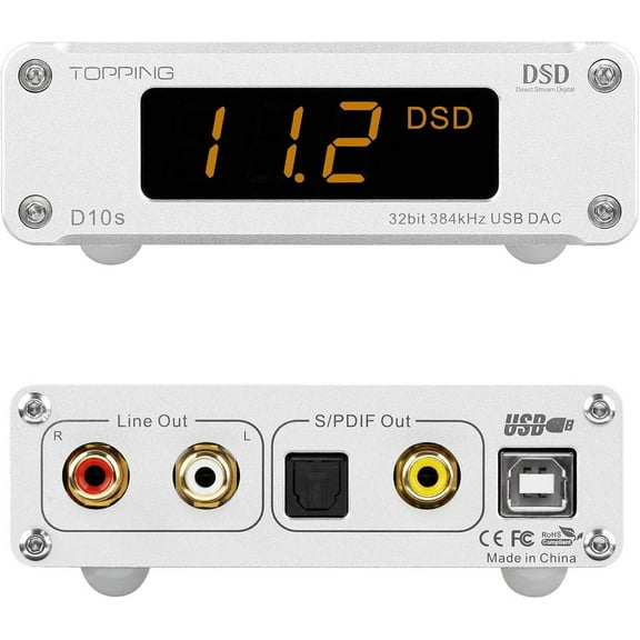 Topping  D10s Mini USB DAC Audio Power Amplifiers, 2 Channel, Continuous Power,Silver