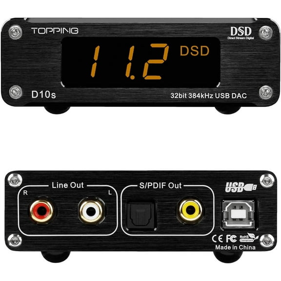 Topping  D10s Mini USB DAC Audio Power Amplifiers, 2 Channel, Continuous Power,Black