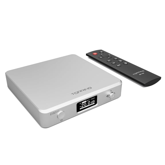Topping D50 III Desktop HiFi DAC,also as Preamplifier,PEQ Adjustment, Includes 12V Trigger and Remote Control,Silver