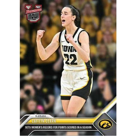 Topps 2023-24 Bowman U NOW Basketball Caitlin Clark #74 (Sets Women's Record For Points In a Season)