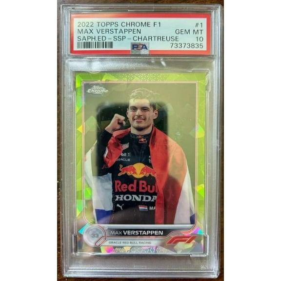 Topps Chrome F1 Max Verstappen PSA 10 Gem Mint Graded #1 Sapphire Edition SSP Chartreuse