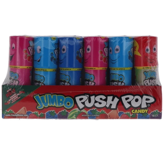 Topps, Push Pop Assorted Jumbo, Count 18 (1.06 oz) - Sugar Candy / Grab Varieties & Flavors