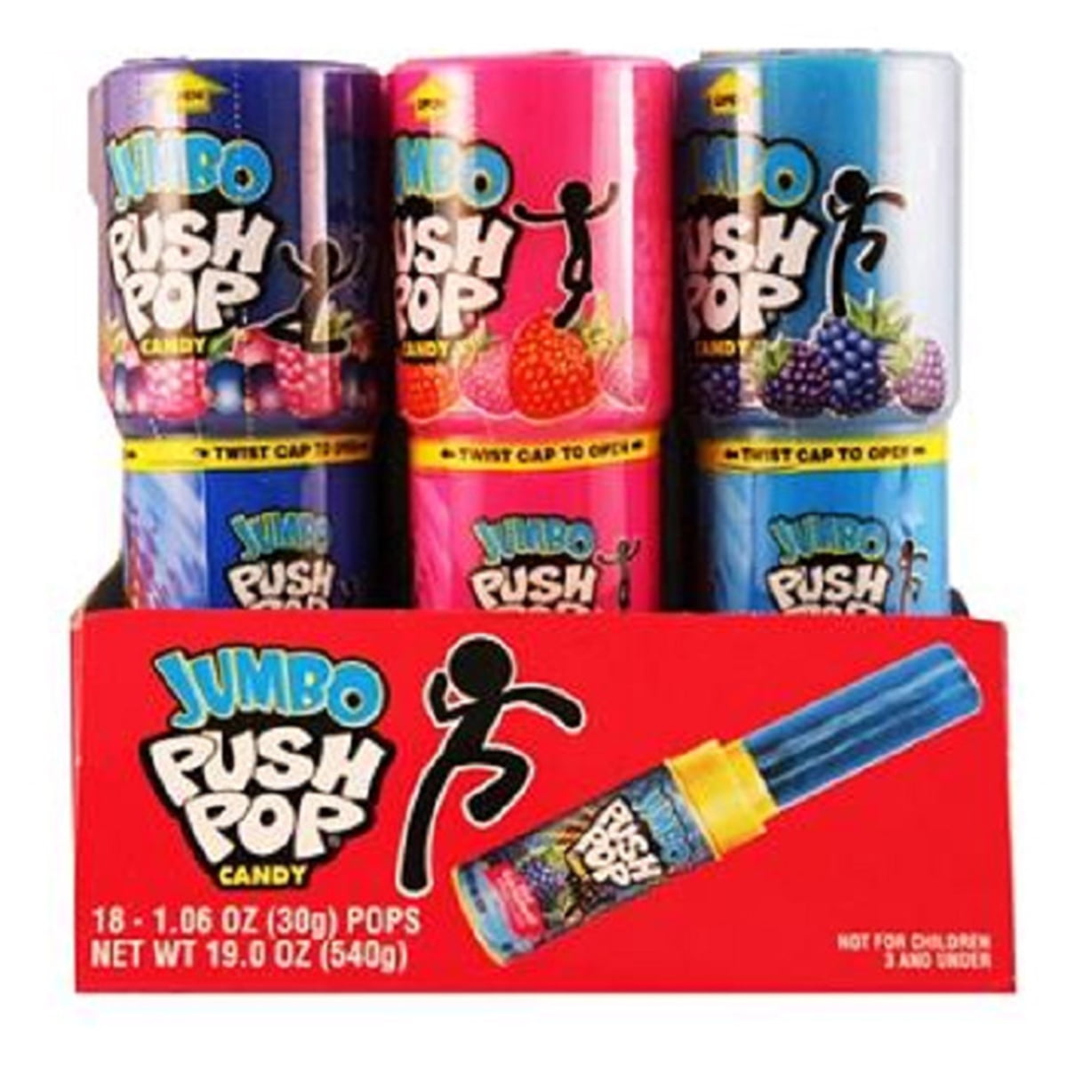 Jumbo Push Pop, Assorted Flavor Spring Lollipop, 1.06oz