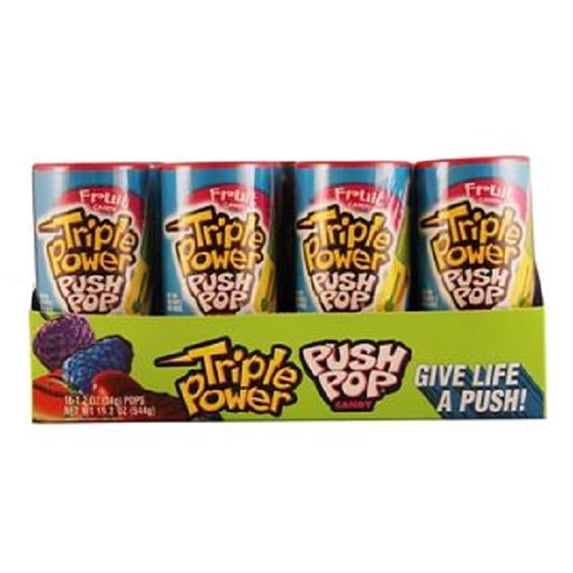 Topps, Push Pop Triple Power, Count 16 (1.2 oz) - Sugar Candy / Grab Varieties & Flavors