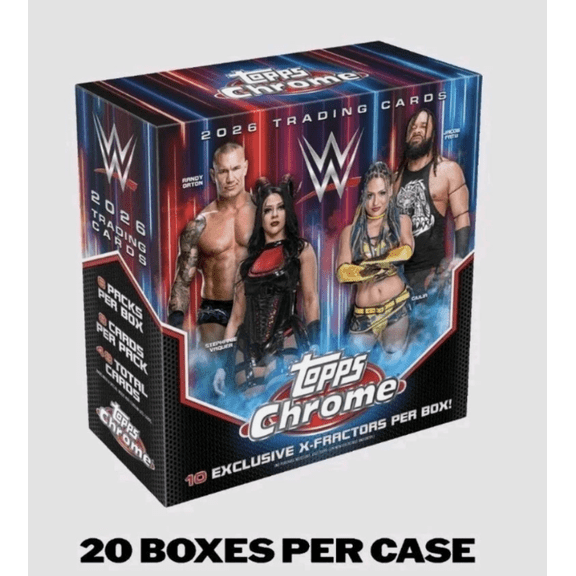 Topps WWE Chrome 2026 Mega, sealed case (20 boxes in a case)
