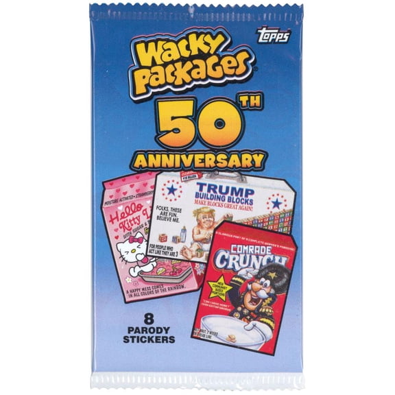 Topps Wacky Packages - 2017 50th Anniversary Stickers - PACK (8 Sticker Cards)