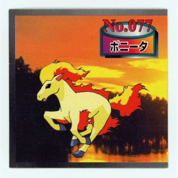 1998 Japanese Pokmon TCG Topsun Toppu Seal Gum 3 Ponyta No 077 Regular Sticker Trading Card