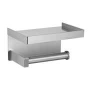 Toprema Toilet Paper Holder with Shelf Tissue Roll Hanger SUS304 Stainless Steel Rustproof Bathroom Hardware Screw Wall Mount or Self Adhesive - Silver