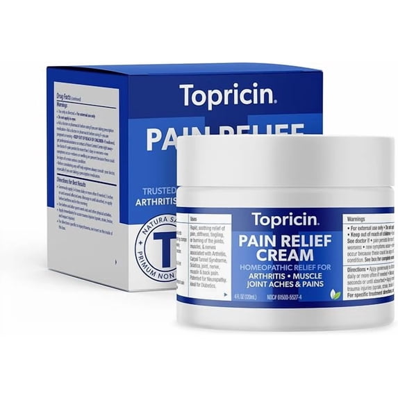 Topricin Pain Relief Cream (4 oz) Fast Acting Pain Relieving Rub ...
