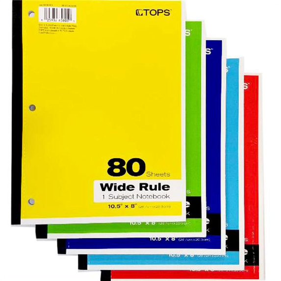 Tops 2340513 Wide-Ruled Tops 1 Subject Wireless Notebook - 80 Sheets - Case of 24
