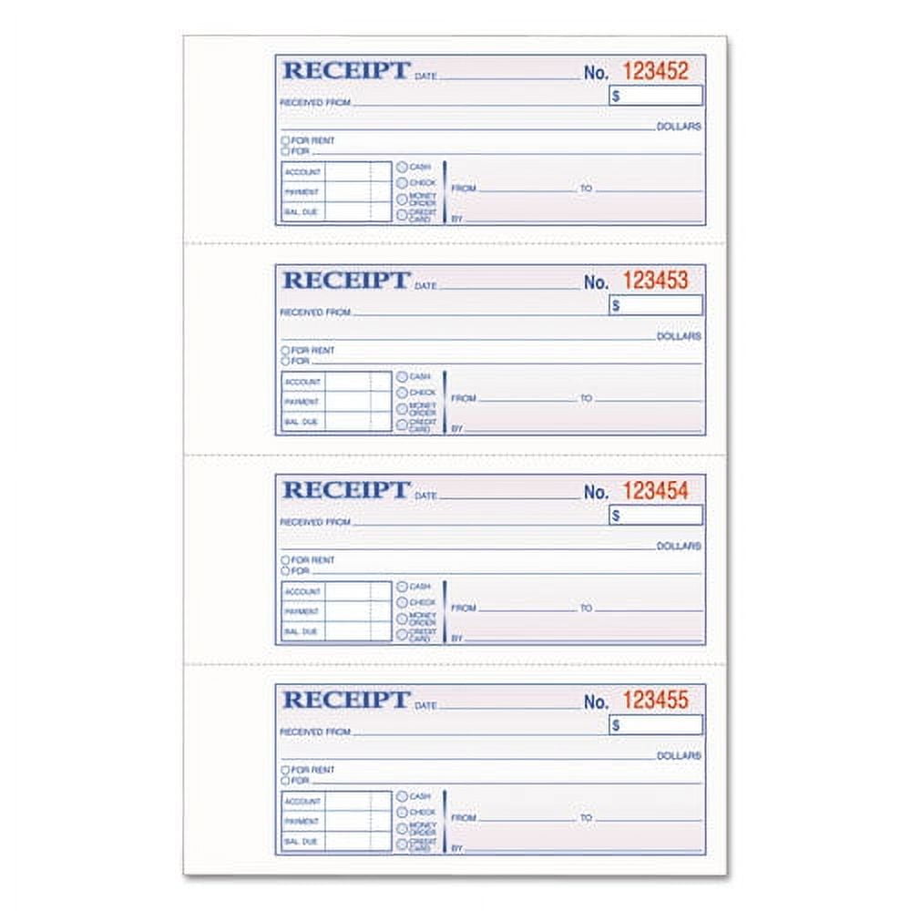 Tops 3-Part Hardbound Receipt Book, Three-Part Carbonless, 7 X 2.75, 4/page, 200 Forms | Bundle of 2 Each