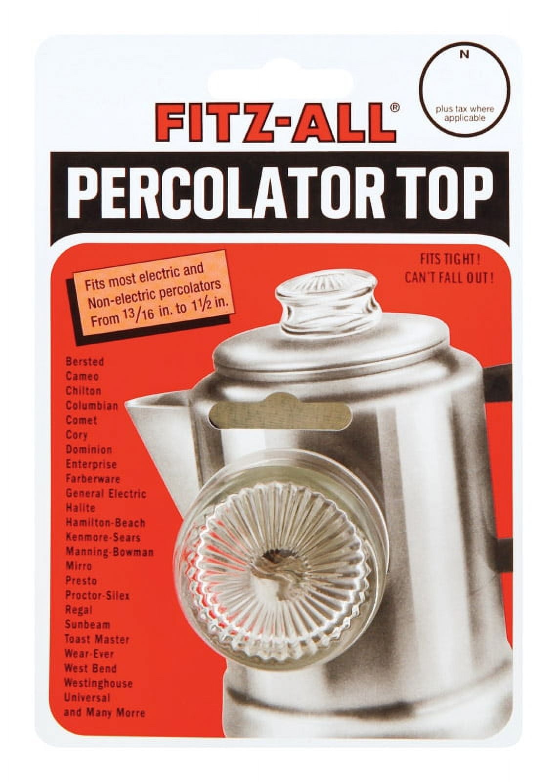 Generic iSH09-M416671mn Tops Mfg Fitz-All Replacement Percolator Top,  Glass, 13/16-Inch to 1-1/2-Inch