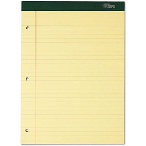 Tops 63387 Double Docket Ruled Pads, Legal Rule, Ltr, Canary, 6 100-Sheet Pads/Pack