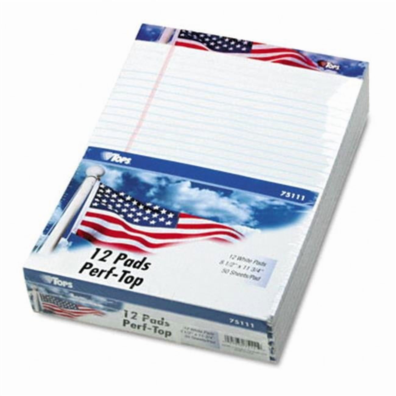Tops  American Pride Writing Pad  Jr. Lgl Rule  8-1/2 x 11-3/4  WE  50-Sheet  Dz