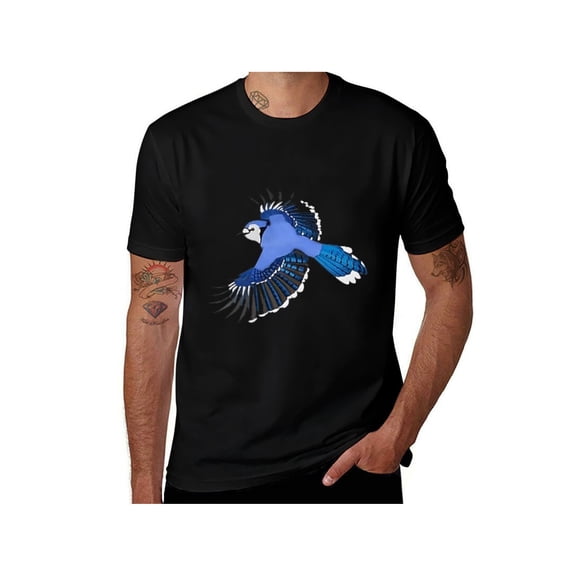 Tops Blue Jay Bird Birder Birdwatching Biologist Ornithologist T-Shirt-220gT T-shirt 100% Cotton T-shirtPattern Print Cotton Crew Neck T-Shirt Gift