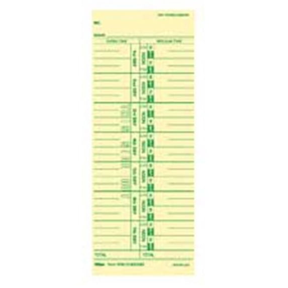 Tops Business Forms Weekly Time Card- Record Regular-Overtime