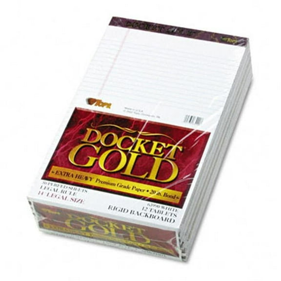 Tops Docket Gold Ruled Perforated Pad Legal Rule/Size WE 12 50-Sheet Pads Pack