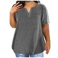 thumbnail image 1 of Tops For Women 2023 Trendy Solid Color Loose T-shirt 3/4 Sleeves Blouse V-Neck Casual Tunic Blouses Up to 65% off, 1 of 5