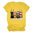 thumbnail image 1 of Tops For Women Christmas Trendy Cute Cartoon Cat Print Short Sleeve Crewneck Summer Casual Xmas Fistival Tops, 1 of 3