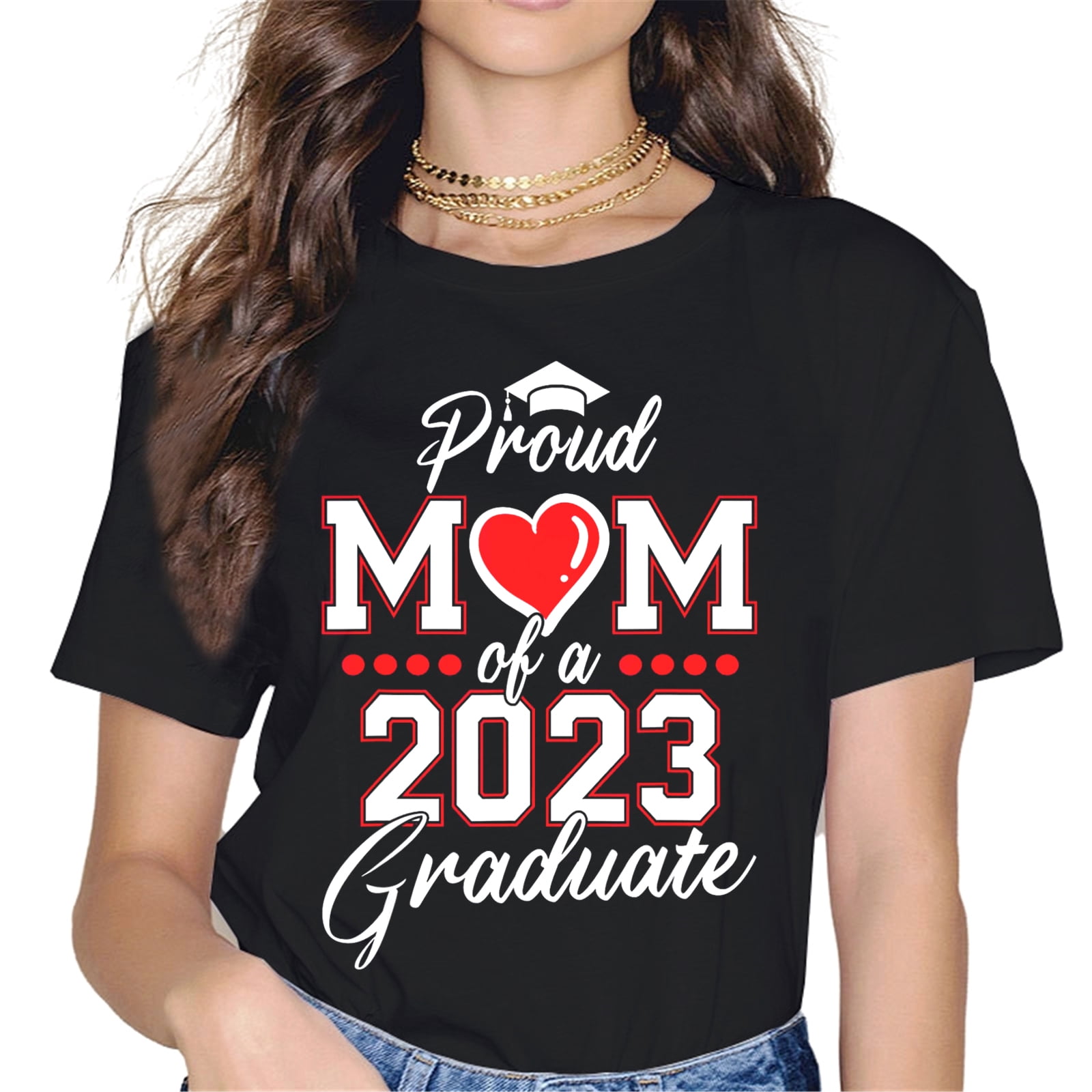 Tops For Women Proud Mom of a 2023 Graduate T-Shirt Graphics Casual ...