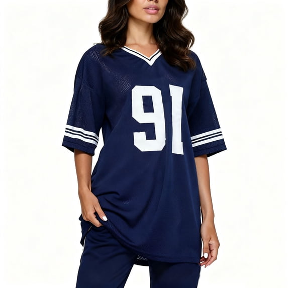 Tops For Women T-Shirts Number Letter Print Crew Neck Short Sleeve Plus Size Clothes