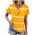 thumbnail image 1 of Tops For Women Trendy Sevevn Women's V-Neck Printed Button-up Short Sleeve Top Shirt T-Shirt Top Shirt, 1 of 5